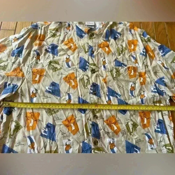 Disney Store Goofy Button Down Shirt Men’s Medium Hawaii Rayon Geometric - Picture 4 of 7